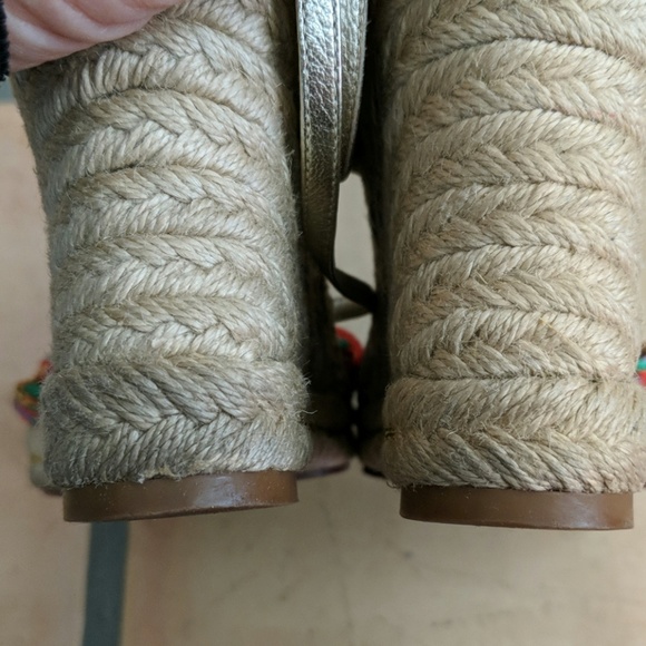 Cole Haan Espadrille Wedge Sandals Gold Shoes - Picture 7 of 8